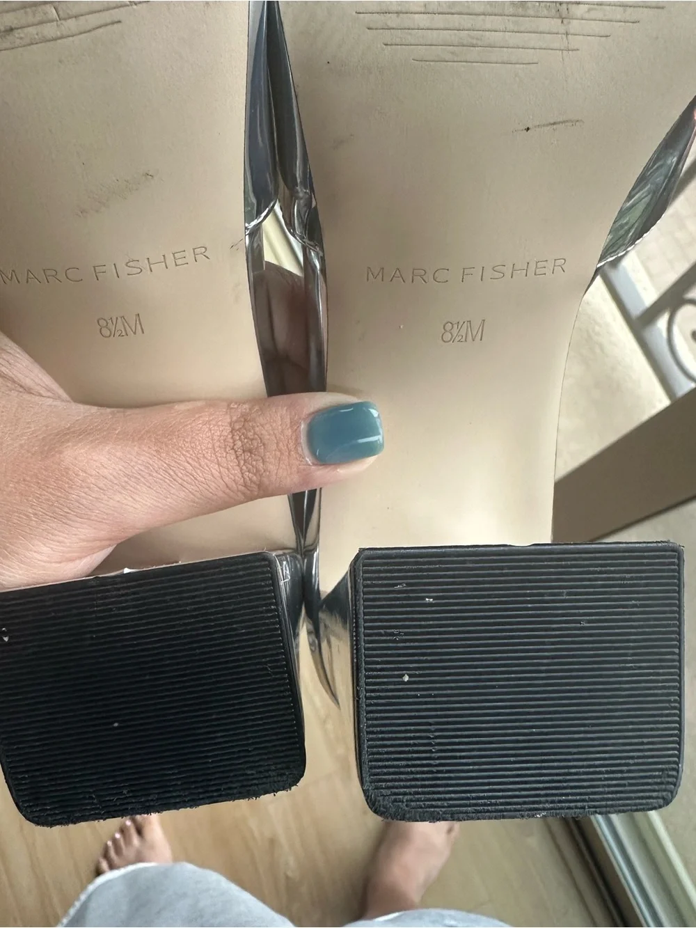 Marc Fisher LTD Silver Metallic Slingback Heels 8.5 – Worn Once + Original Box